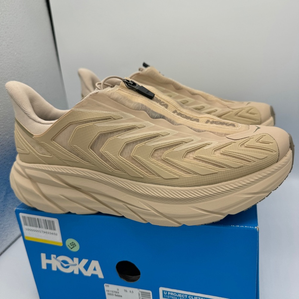 NWT Hoka Project Clifton Beige Shifting Sands Dune SSDD Unisex Sneakers Shoes - Picture 3 of 16